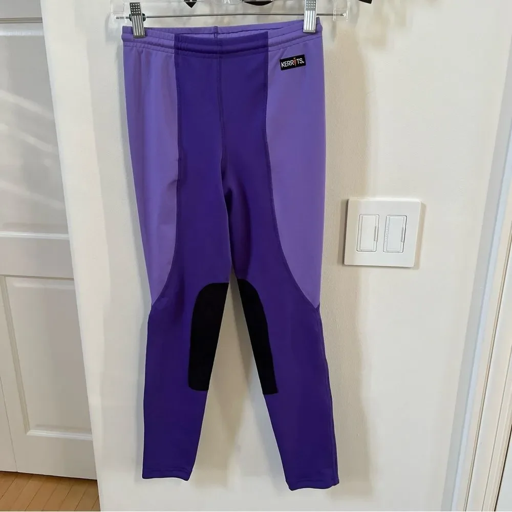 Kerrits  Kids Flow Rise Riding  Tights in Purple and Black XL